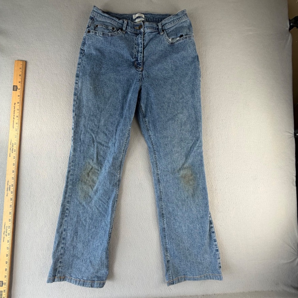 Christopher‎ Banks Womens 10 Medium Wash Blue Straight Leg Stretch Denim Jeans